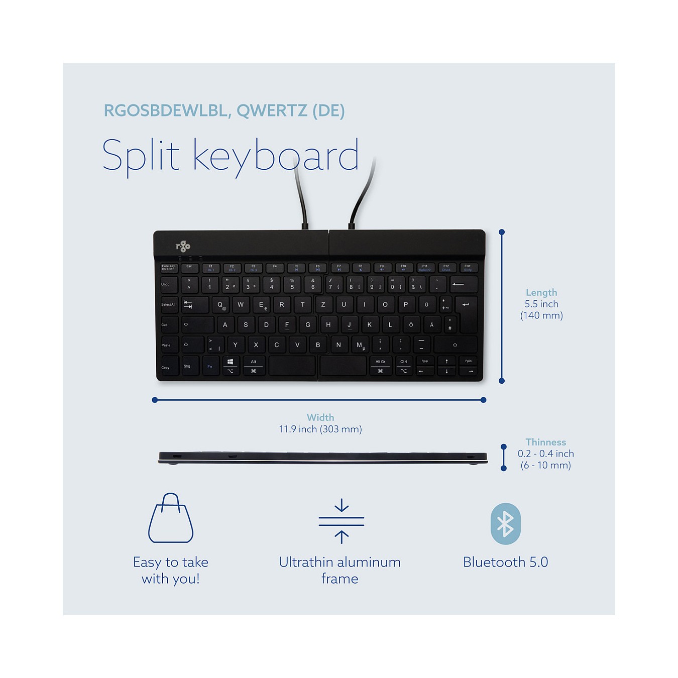 Buy R-Go Split Break Ergonomische Bluetooth-Tastatur Pausenanzeige, Ultradünn für besseren Blutkreislauf in Cyprus, Nicosia, Lim