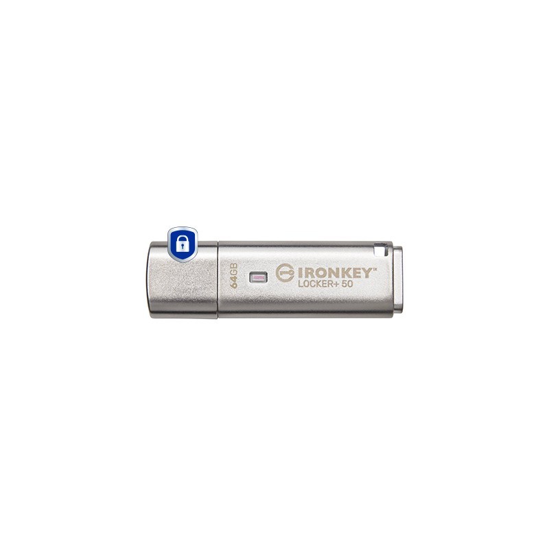 Buy Kingston IronKey Locker+ 50 - IKLP50 - 64GB Silver USB-A USB 3.2 Gen1 (AES-2... in Cyprus, Nicosia, Limassol, Larnaka, Pafos