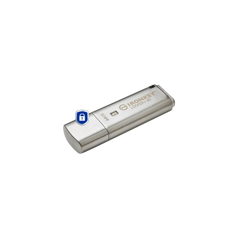 Buy Kingston IronKey Locker+ 50 - IKLP50 - 64GB Silver USB-A USB 3.2 Gen1 (AES-2... in Cyprus, Nicosia, Limassol, Larnaka, Pafos