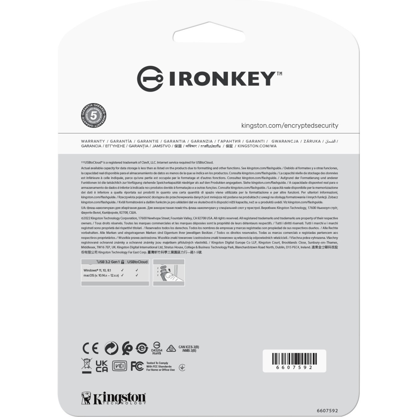 Kingston IronKey Locker+ 50 - IKLP50 - 64GB Silver USB-A USB 3.2 Gen1 (AES-256 Hardware Encrypted)