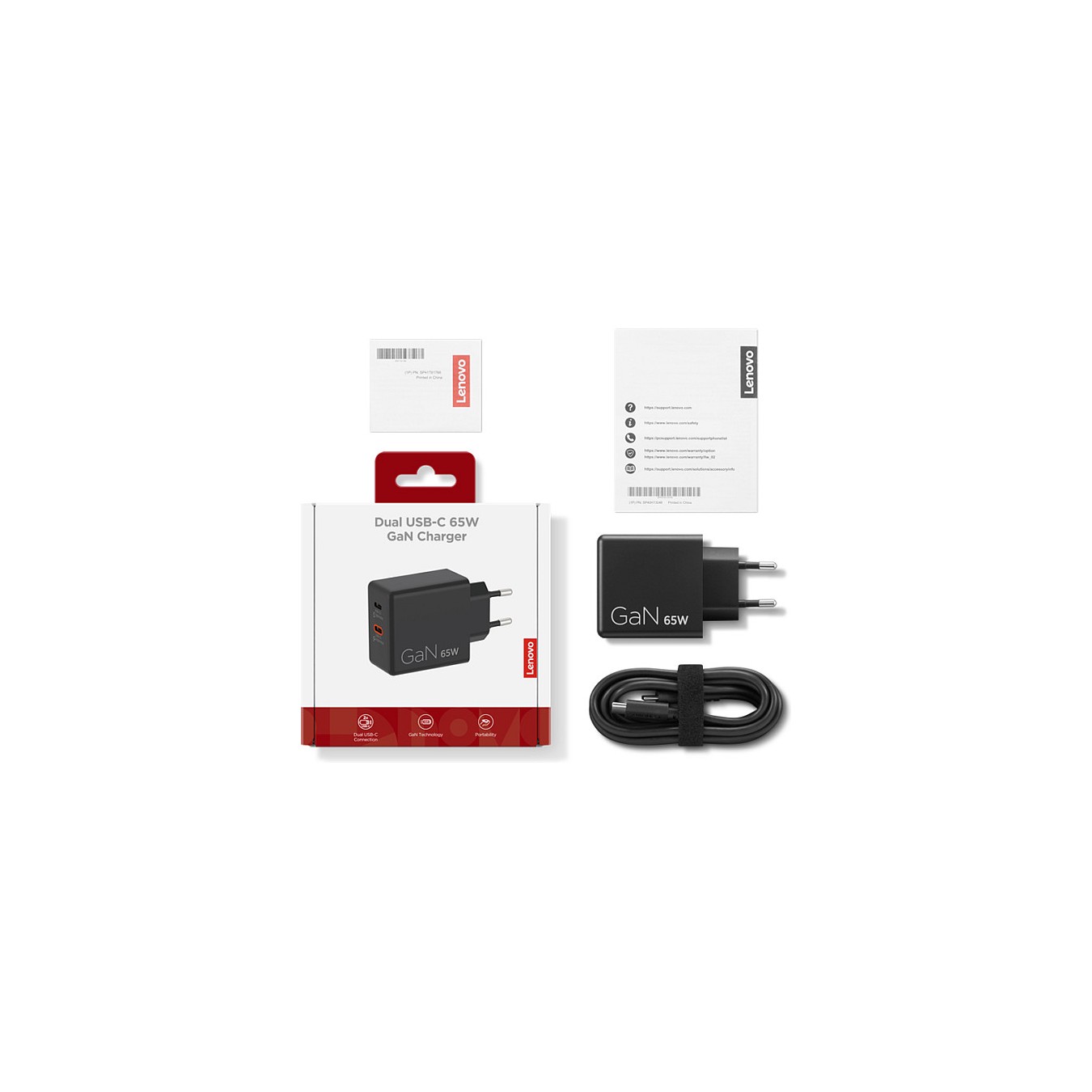 Buy N Lenovo Dual USB-C 65W GaN-Ladegerät Netzteil Schwarz inkl. USB-C Kabel (1,5m) in Cyprus, Nicosia, Limassol, Larnaka, Pafos