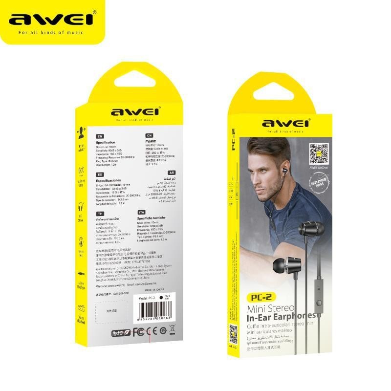 Headphone Awei PC-2 USB 3.5 mm connection -  Official distributor b2b Armenius