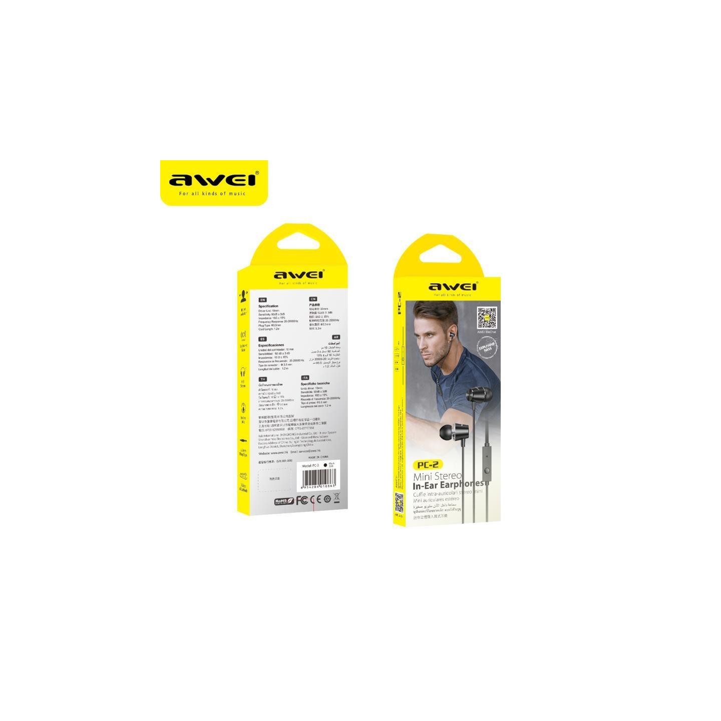 Headphone Awei PC-2 USB 3.5 mm connection -  Official distributor b2b Armenius