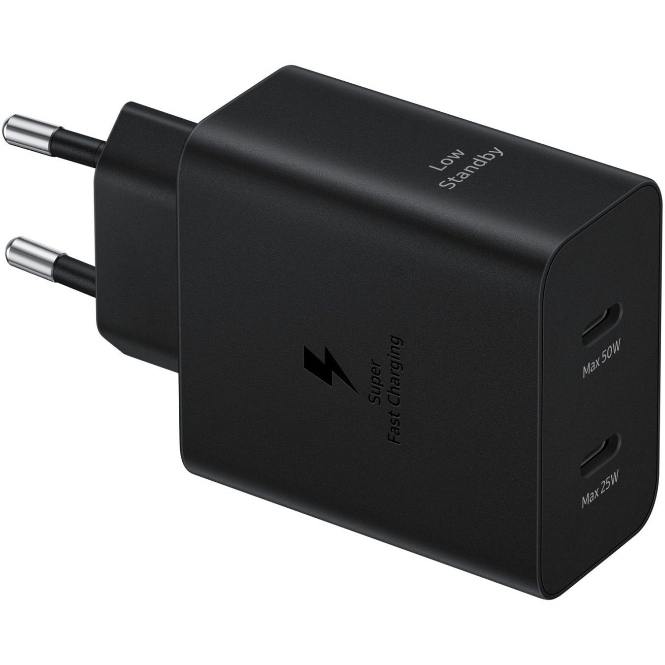 Samsung 50W Power Duo Charger - EP-T5020 - Dual USB-C Fast Charger with 1.8m 5A Cable, Black