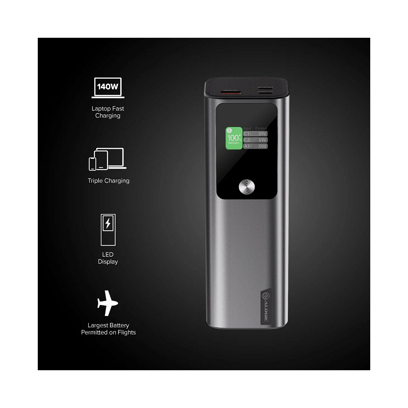 Buy Alogic Ark Powerbank 27.000 mAh with 140W USB-C Charging in Cyprus, Nicosia, Limassol, Larnaka, Pafos