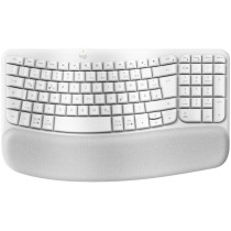 Logitech Wave Keys - Wireless Ergonomic Full-Size Keyboard - Off-White, 2.4GHz + Bluetooth, German QWERTZ