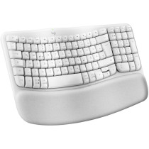 Logitech Wave Keys - Wireless Ergonomic Full-Size Keyboard - Off-White, 2.4GHz + Bluetooth, German QWERTZ
