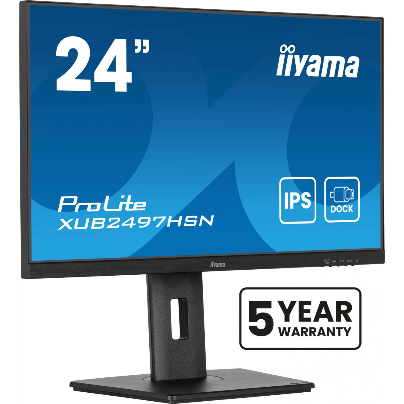 iiyama ProLite XUB2497HSN-B2 - 23.8in FHD IPS 100Hz 1ms USB-C (65W) RJ45 Speakers Pivot Height-Adjustable - Black