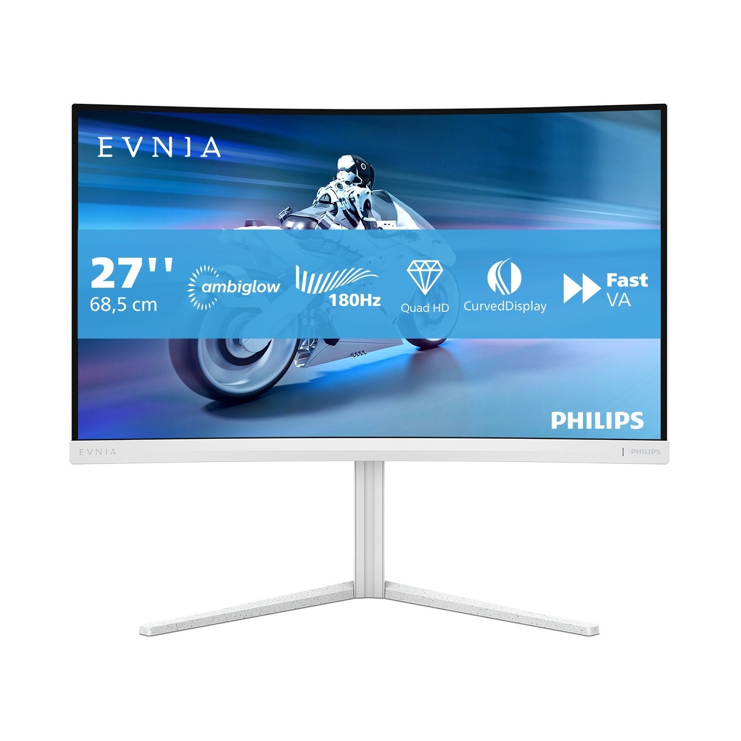 Philips Evnia 5000 27M2C5501 27" QHD 1500R 180Hz VA Gaming Monitor White (Boxed) — Buy in Cyprus with Fast Delivery