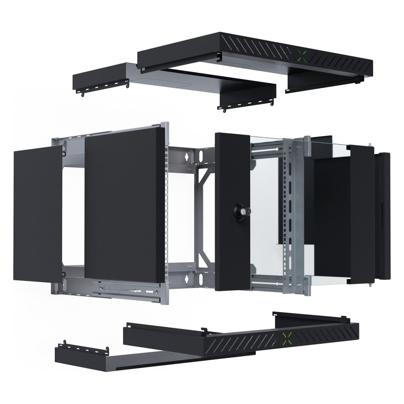 Buy 19' Wandgehäuse X-Rack mit Glastür 400-600mm 9HE schwarz in Cyprus, Nicosia, Limassol, Larnaka, Pafos