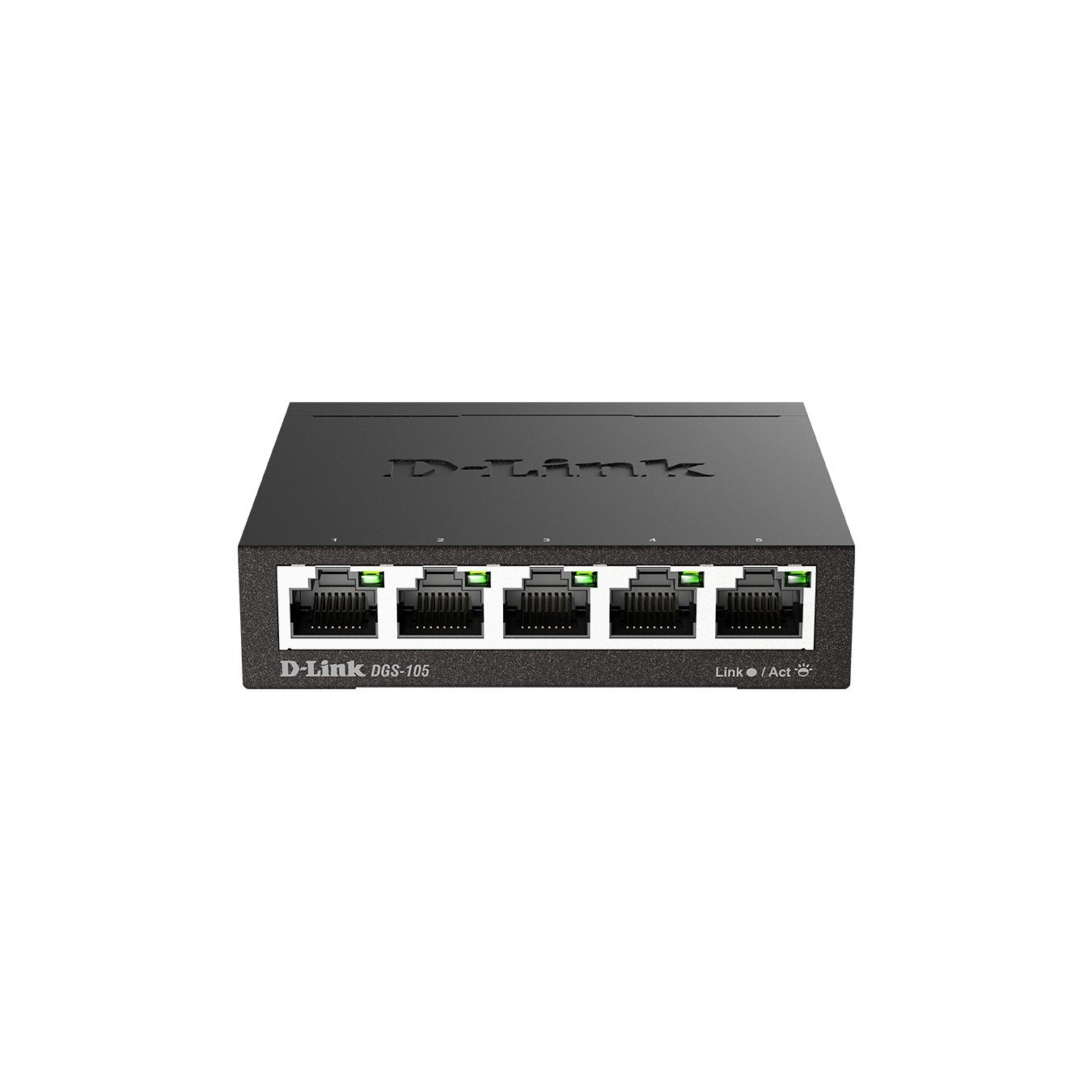 D-Link DGS-105 - 5-Port Gigabit Unmanaged L2 Switch - Black Metal, Fanless, 10/100/1000 Mbps