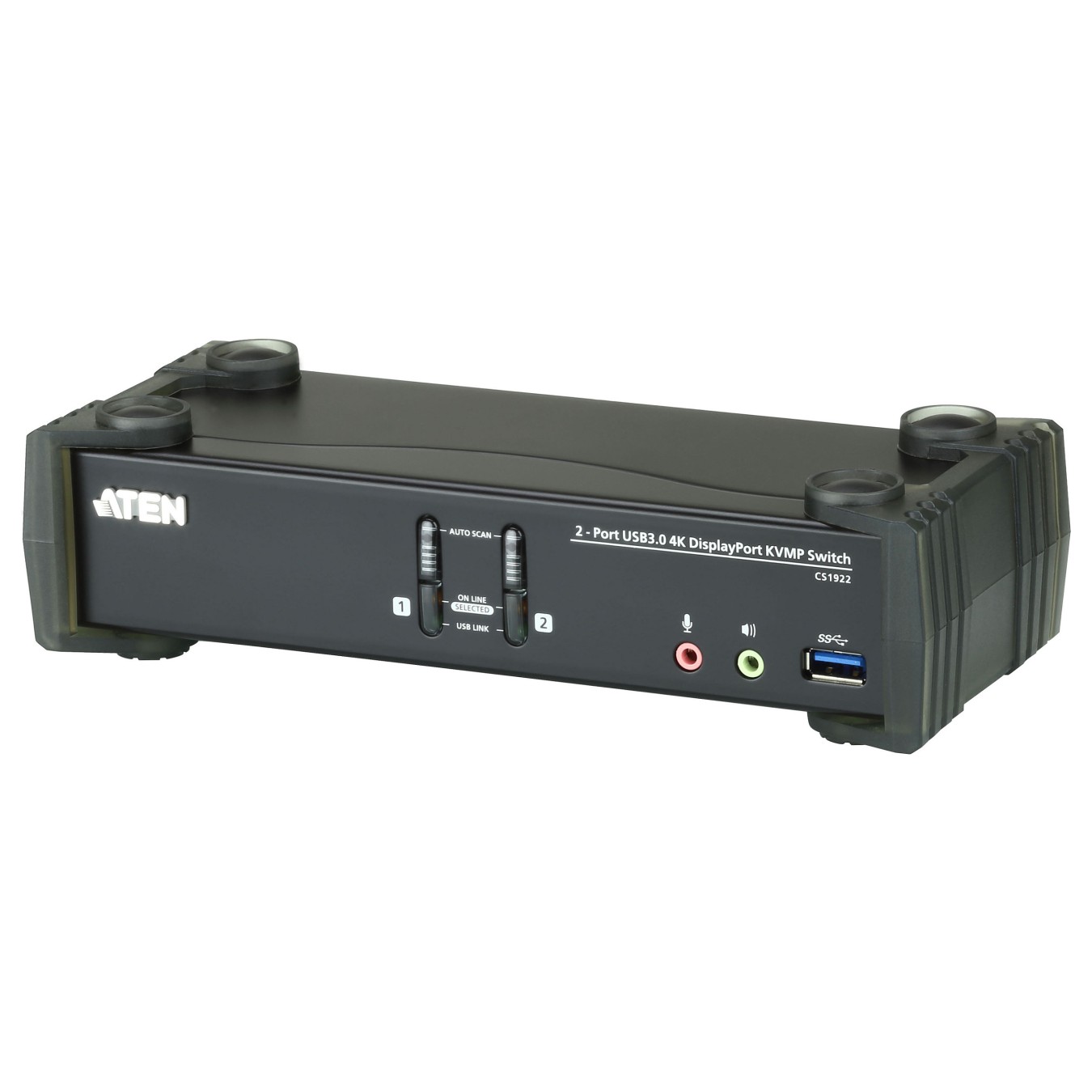 Buy KVM Desktop Switch 2-Port USB 3.1 Gen 1 4K DisplayPort 1.2 KVMPTM Switch with Audio (KVM cables included) ATEN in Cyprus, Ni