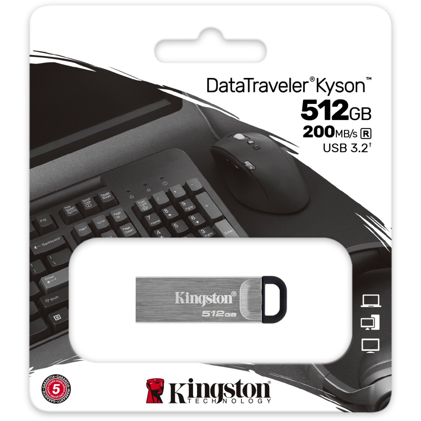 Kingston DataTraveler Kyson - 512GB USB 3.2 Gen 1 (USB-A) - Silver — Buy in Cyprus with Fast Delivery