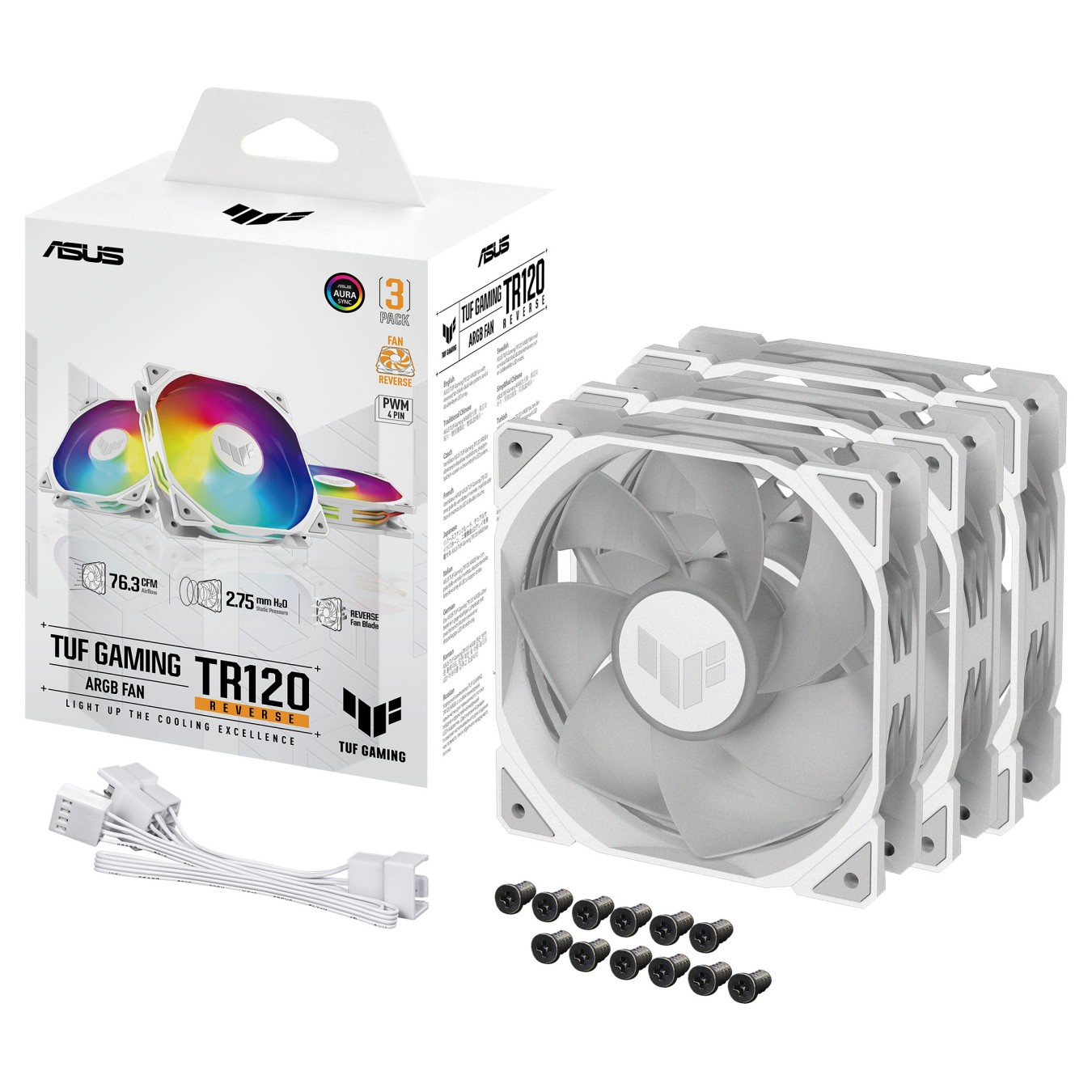 Buy 120mm ASUS TUF GAMING TR120 ARGB 3x Gehäuselüfter Reverse weiß, 120 mm, PWM in Cyprus, Nicosia, Limassol, Larnaka, Pafos