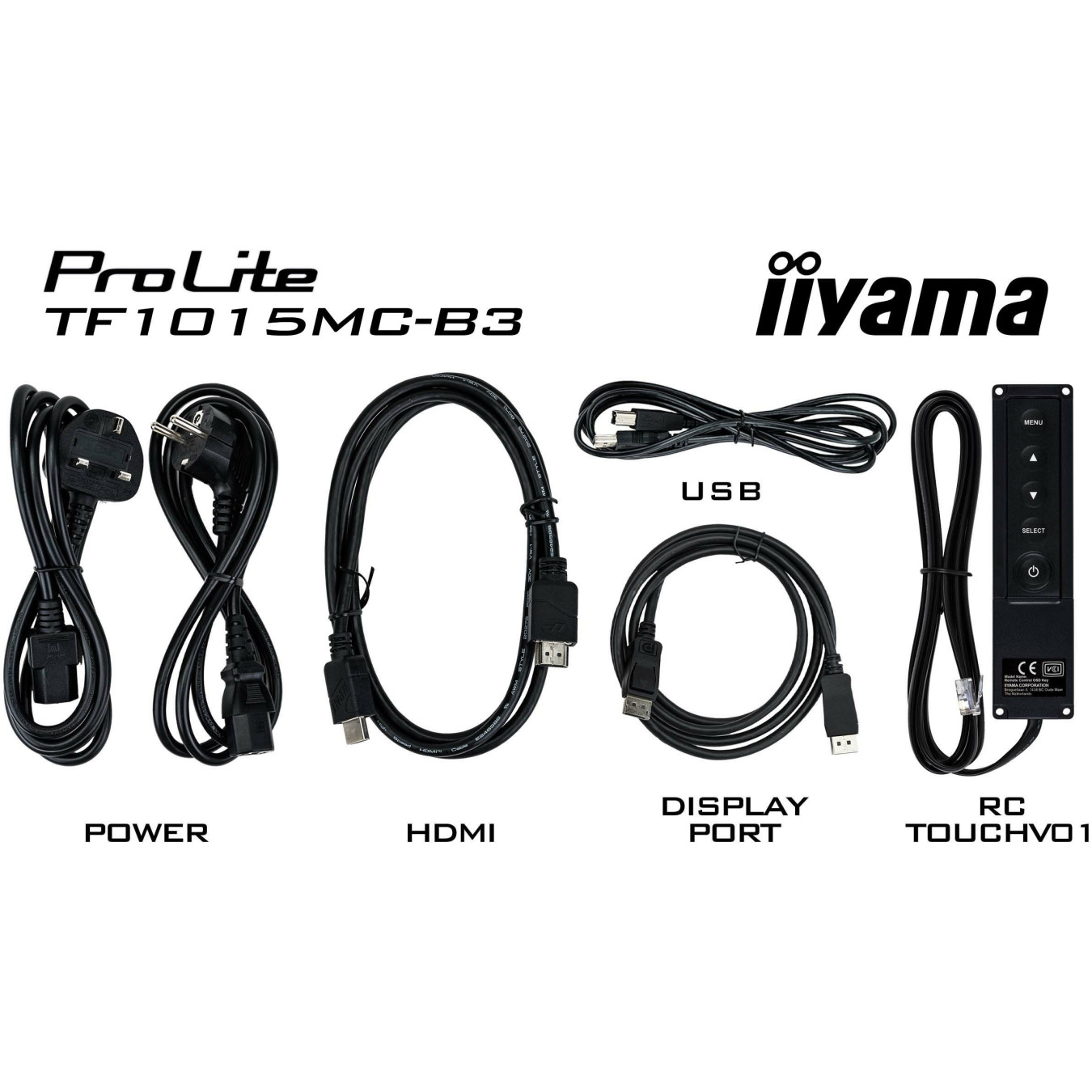 IIYAMA TF1015MC-B3 - 10.1in IPS 10-Point PCAP Touch Display, 16:10, 1280x800, HDMI+DP+USB, Black
