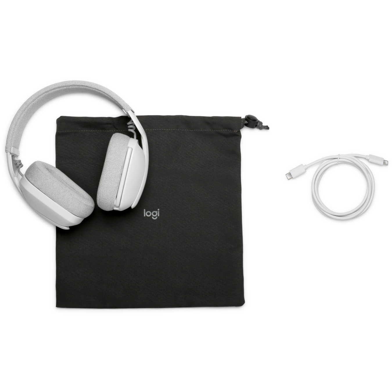 Logitech Zone Vibe 100 - Bluetooth 5.2 Over‑Ear Headset - Off‑White, Boom Mic, 20h Battery, USB‑C