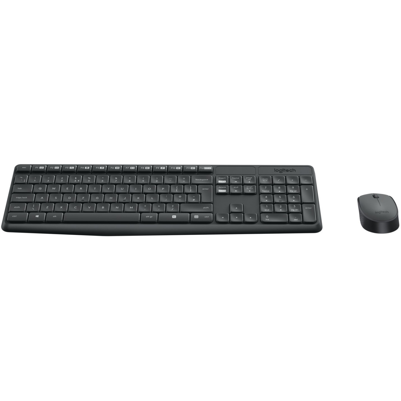 Logitech MK235 Wireless Keyboard & Mouse Combo - Full-Size 100% QWERTZ, 2.4 GHz Nano Receiver, Grey