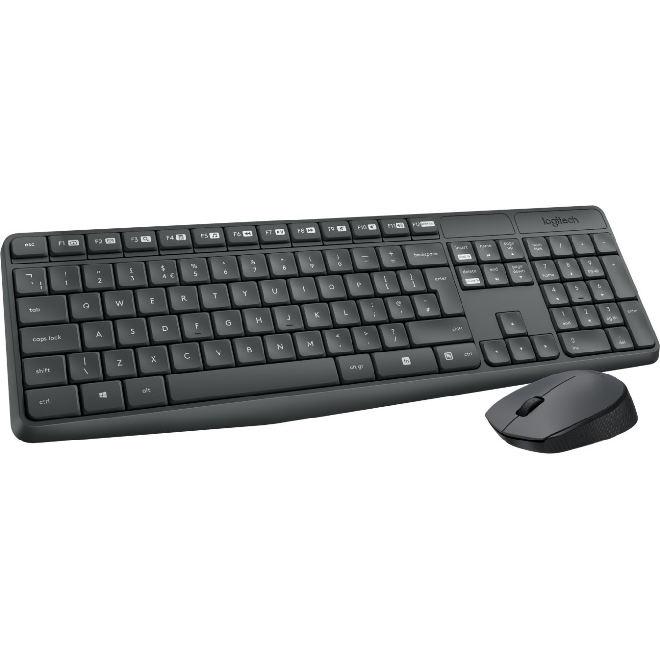 Logitech MK235 Wireless Keyboard & Mouse Combo - Full-Size 100% QWERTZ, 2.4 GHz Nano Receiver, Grey