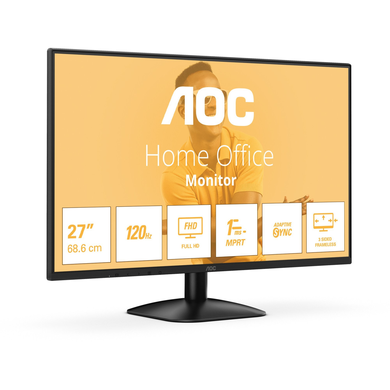 AOC 27B31H - 27 inch Full HD IPS Monitor - 1920x1080, 120Hz, 4ms GTG, HDMI 1.4 & VGA, Black — Buy in Cyprus with Fast Delivery