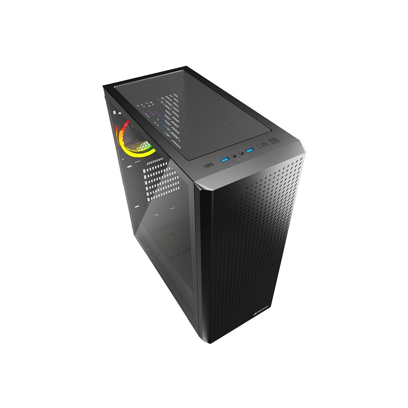 Sharkoon VS9 RGB - Mid Tower PC Case - Black, ATX/Micro-ATX/Mini-ITX, RGB, USB-C — Buy in Cyprus with Fast Delivery