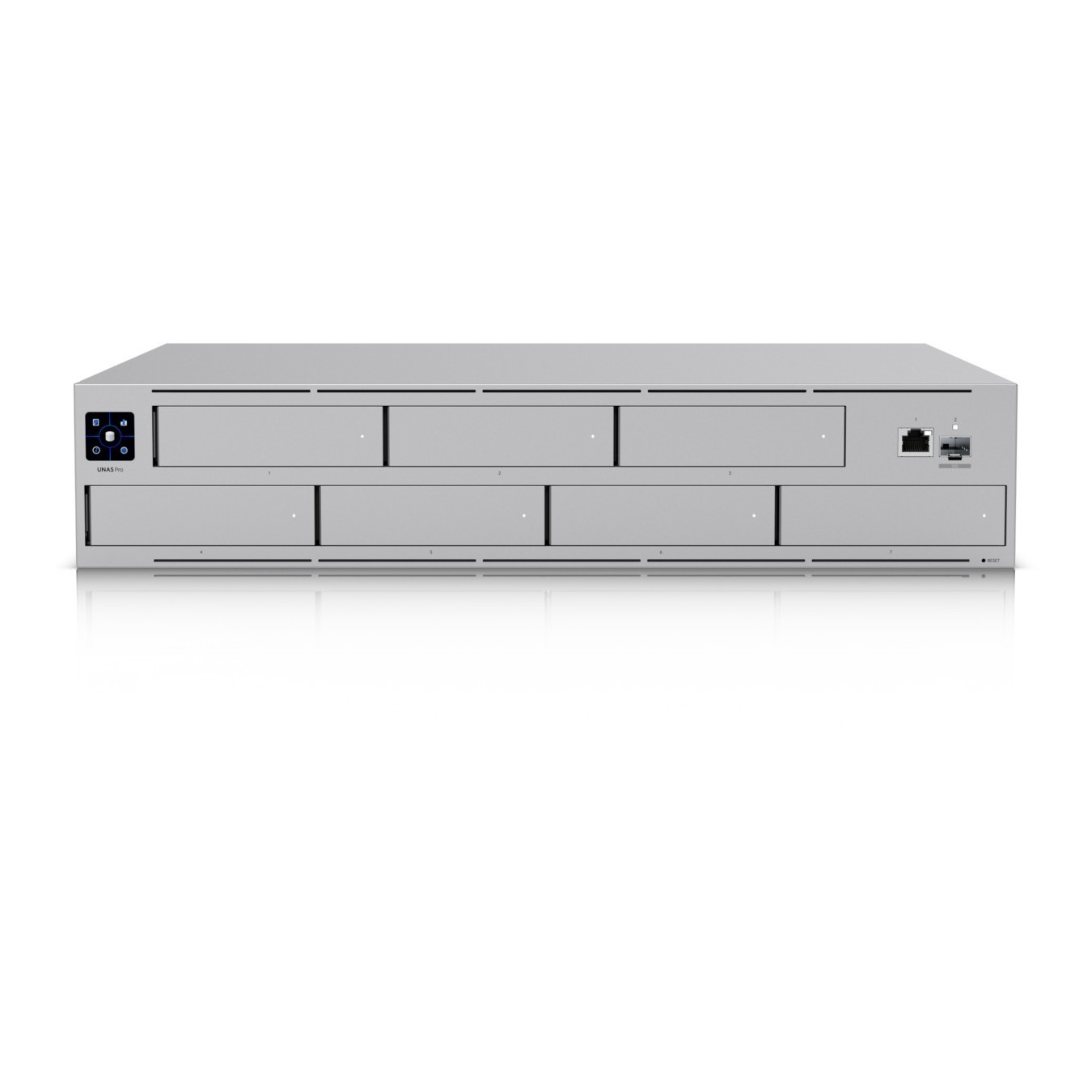 Ubiquiti UNAS‑Pro NAS 7‑Bay - Grey, 8GB RAM, ARM Cortex‑A57 1.7GHz, 1x GbE + 1x SFP+ (10Gb), 2U Rack