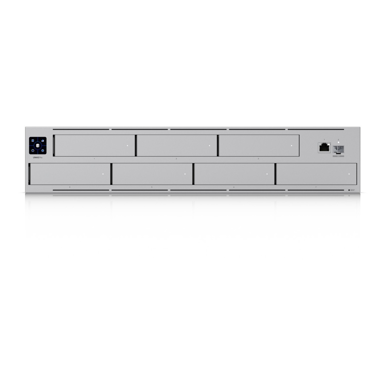 Ubiquiti UNAS‑Pro NAS 7‑Bay - Grey, 8GB RAM, ARM Cortex‑A57 1.7GHz, 1x GbE + 1x SFP+ (10Gb), 2U Rack