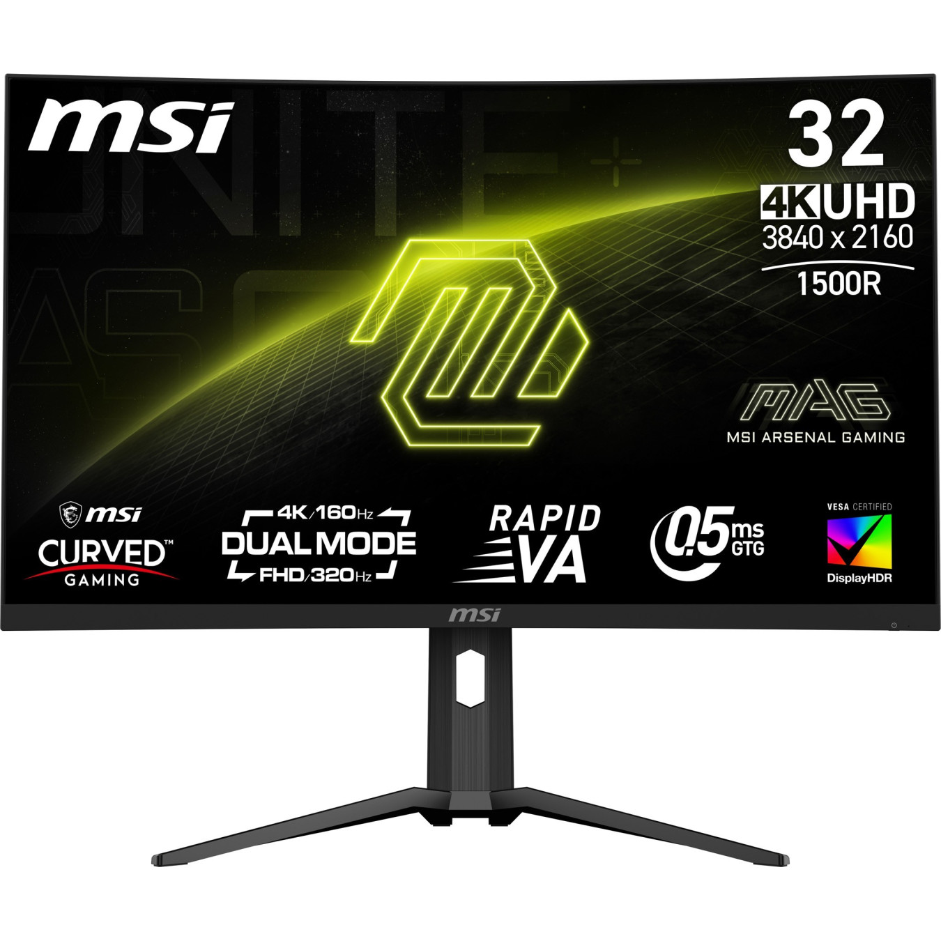 MSI MAG 321CUPDFDE - 31.5-inch Curved 4K UHD 160Hz (1500R) VA Gaming Monitor, 0.5ms, DisplayHDR 400, Black
