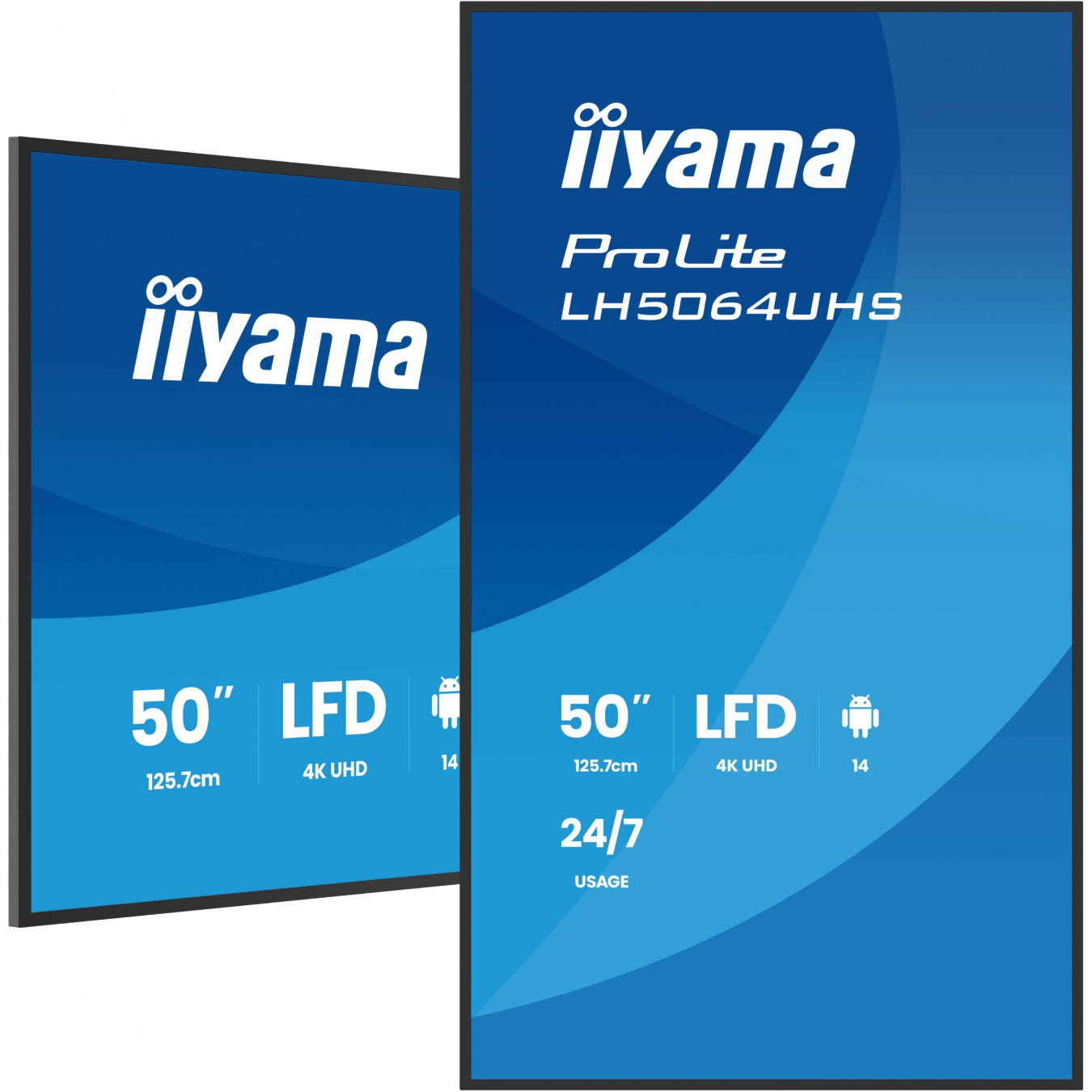 iiyama LH5064UHS-B1AG - 50" (127 cm) 4K UHD Digital Signage IPS Display, Android 14, 2xHDMI+USB-C, Black