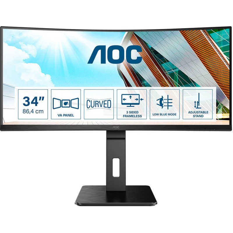 Buy AOC CU34P2A - 34in Curved UWQHD (3440x1440) VA Monitor, 21:9, 100Hz, 1ms, HD... in Cyprus, Nicosia, Limassol, Larnaka, Pafos