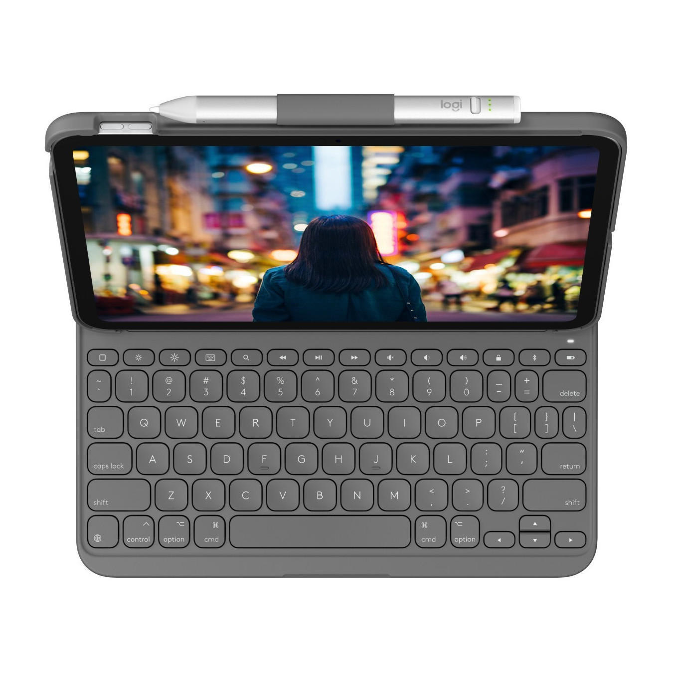 Logitech Slim Folio for iPad (10th Gen) - 920-011424 - Oxford Grey, Wireless Bluetooth Keyboard Case