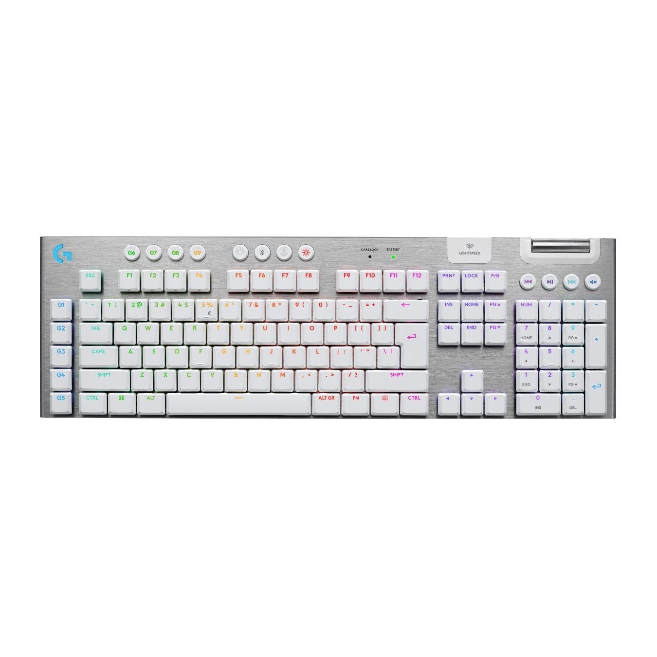 Logitech G915 X LIGHTSPEED Wireless Gaming Keyboard - White - Low-Profile GL Tactile, Per-Key RGB, Tri-Mode