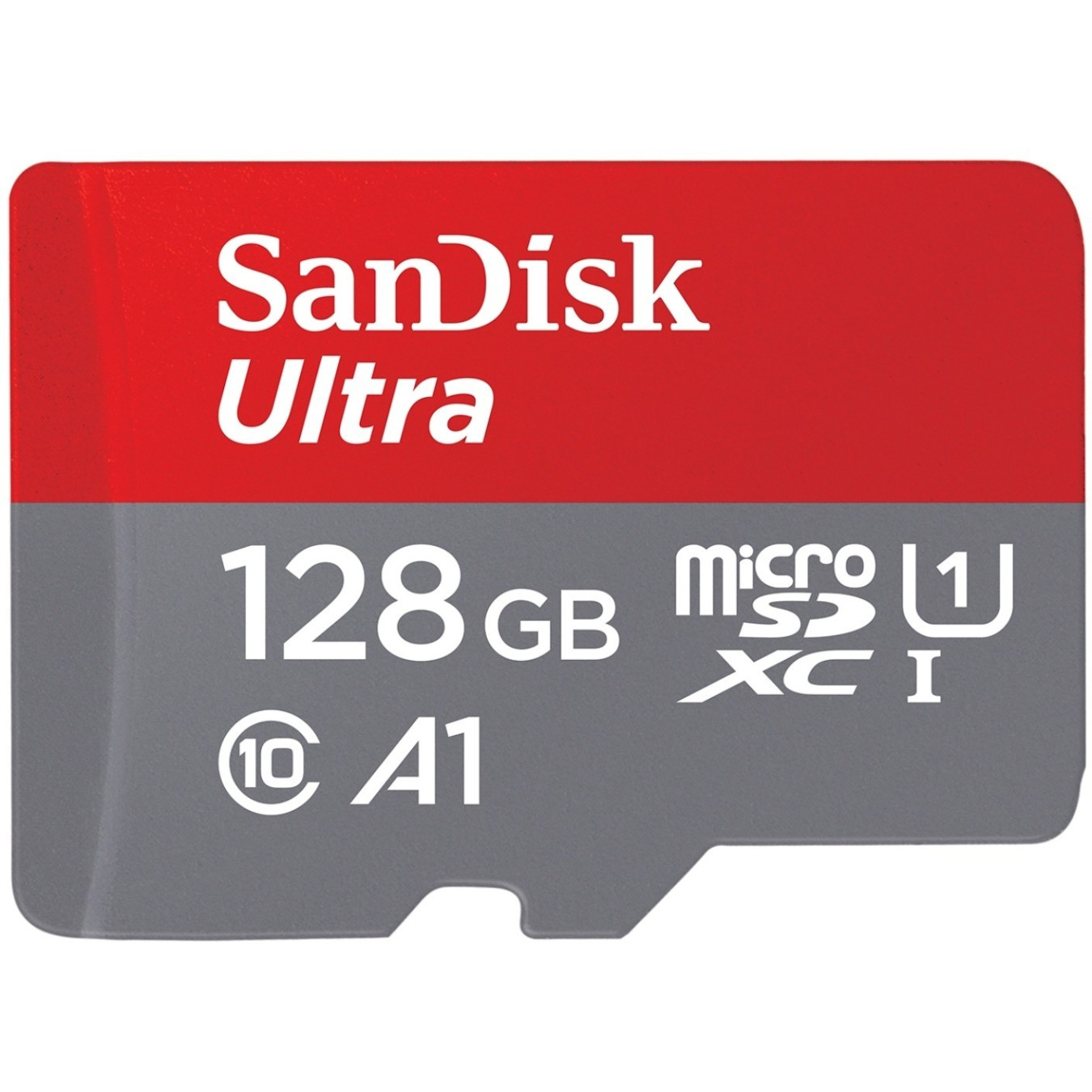 SanDisk Ultra microSDXC 128GB - 140MB/s Read, UHS-I U1 (Class 10), A1, Grey/Red - Adapter Included