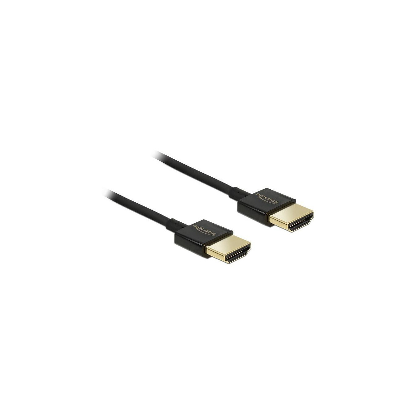 Delock HDMI A-to-A Cable - HDMI 2.0 High Speed with Ethernet, 4K@60Hz, 3D, Gold-plated, Slim, 2.0 m, Black