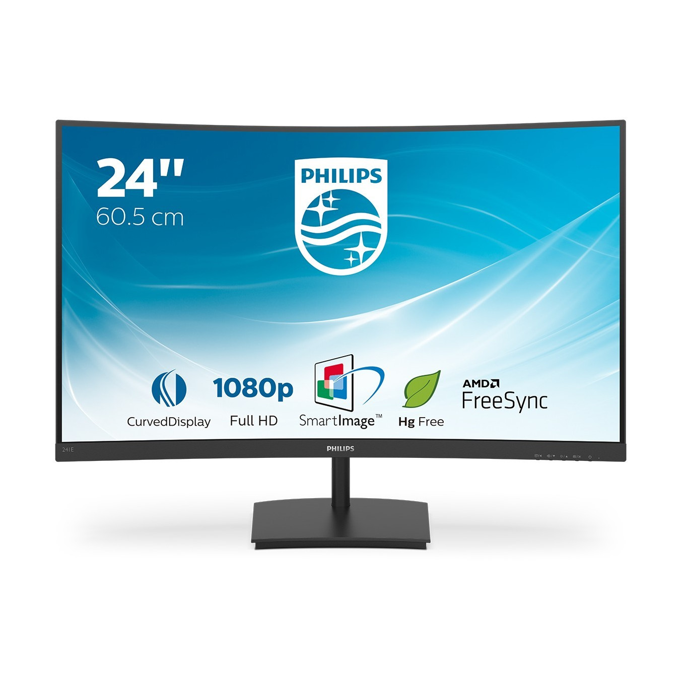 Philips 241E1SC - 23.6 inches (59.9 cm) Curved VA Monitor, Full HD 1920x1080, 75Hz, 4ms, 1500R, Black
