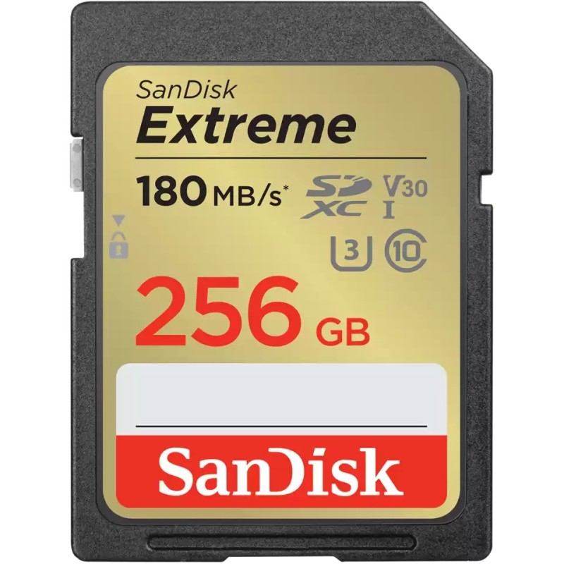 Buy SanDisk Extreme SDXC Memory Card - 256GB - Black/Gold, UHS-I U3 (V30), 180MB... in Cyprus, Nicosia, Limassol, Larnaka, Pafos