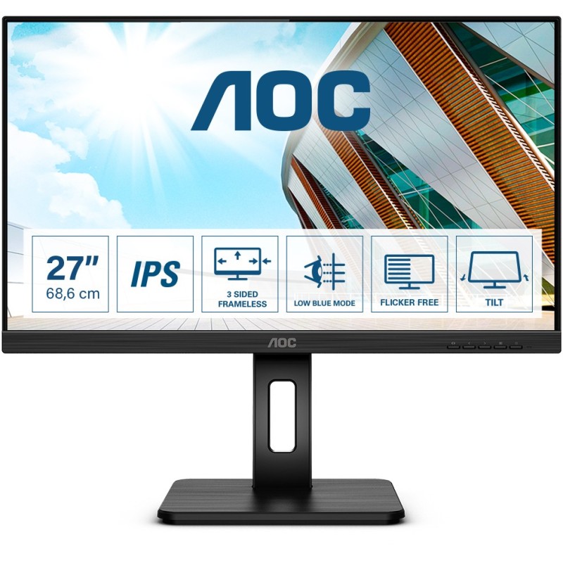 Buy AOC 27P2Q - 27inch FHD IPS Monitor (1920x1080) - 75Hz, 4ms, HDMI/DVI/DP/VGA,... in Cyprus, Nicosia, Limassol, Larnaka, Pafos