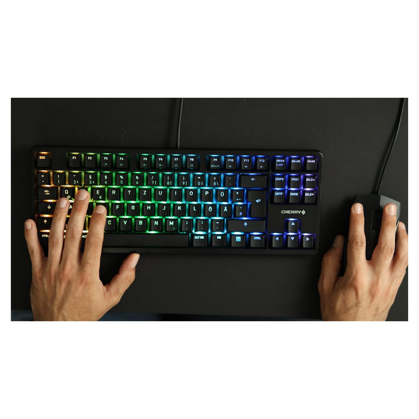 Cherry G80-3000N RGB TKL - Mechanical TKL Keyboard - Cherry MX Silent Red, German QWERTZ, Black, RGB Backlight