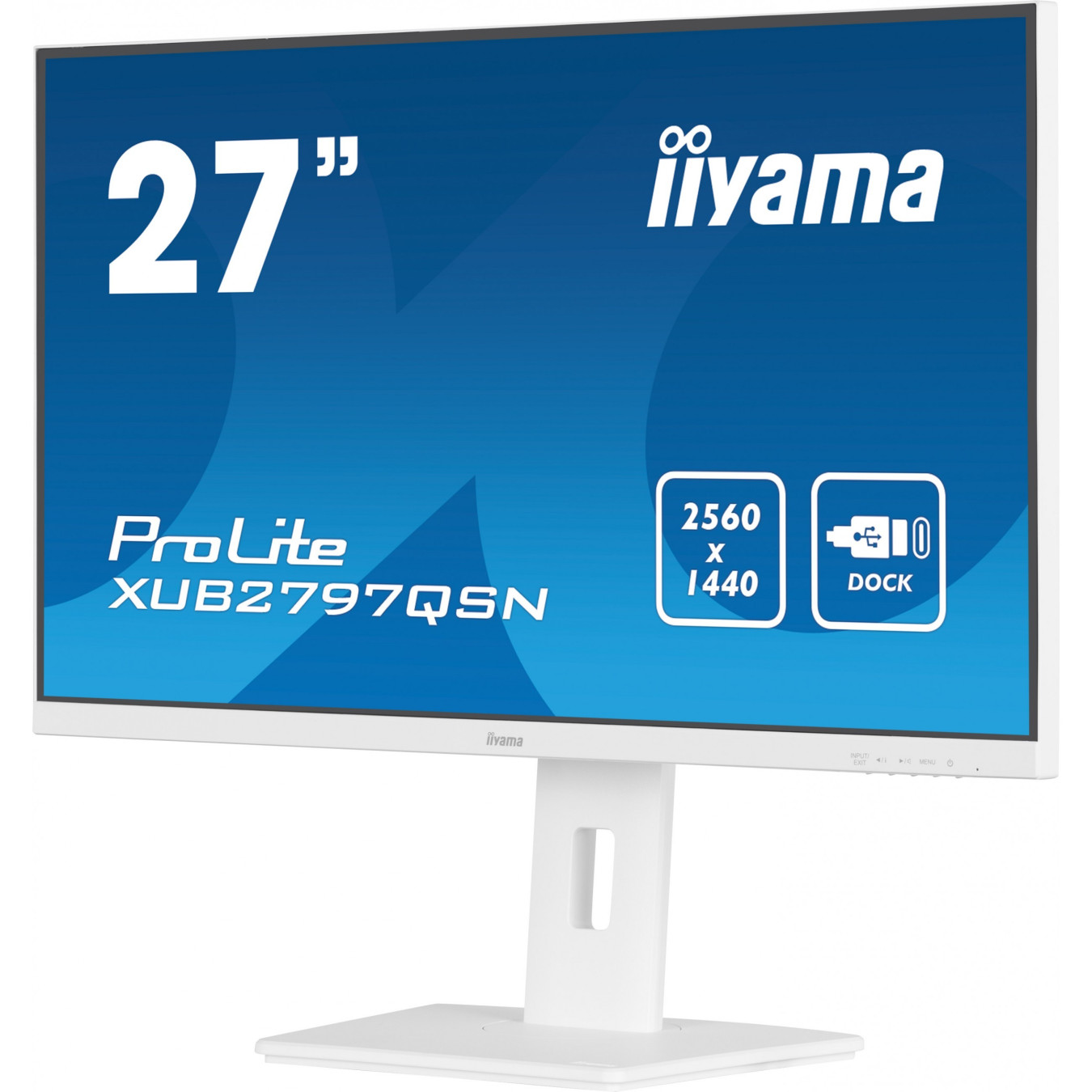 iiyama G-MASTER XUB2797QSN-W2 - 27\" QHD IPS Monitor, USB-C Dock 65W, HDMI 2.0 & DP1.4, White