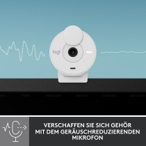 Logitech BRIO 300 - Full HD 1080p Webcam (White) - 30 fps, Built-in Microphone, Privacy Cover