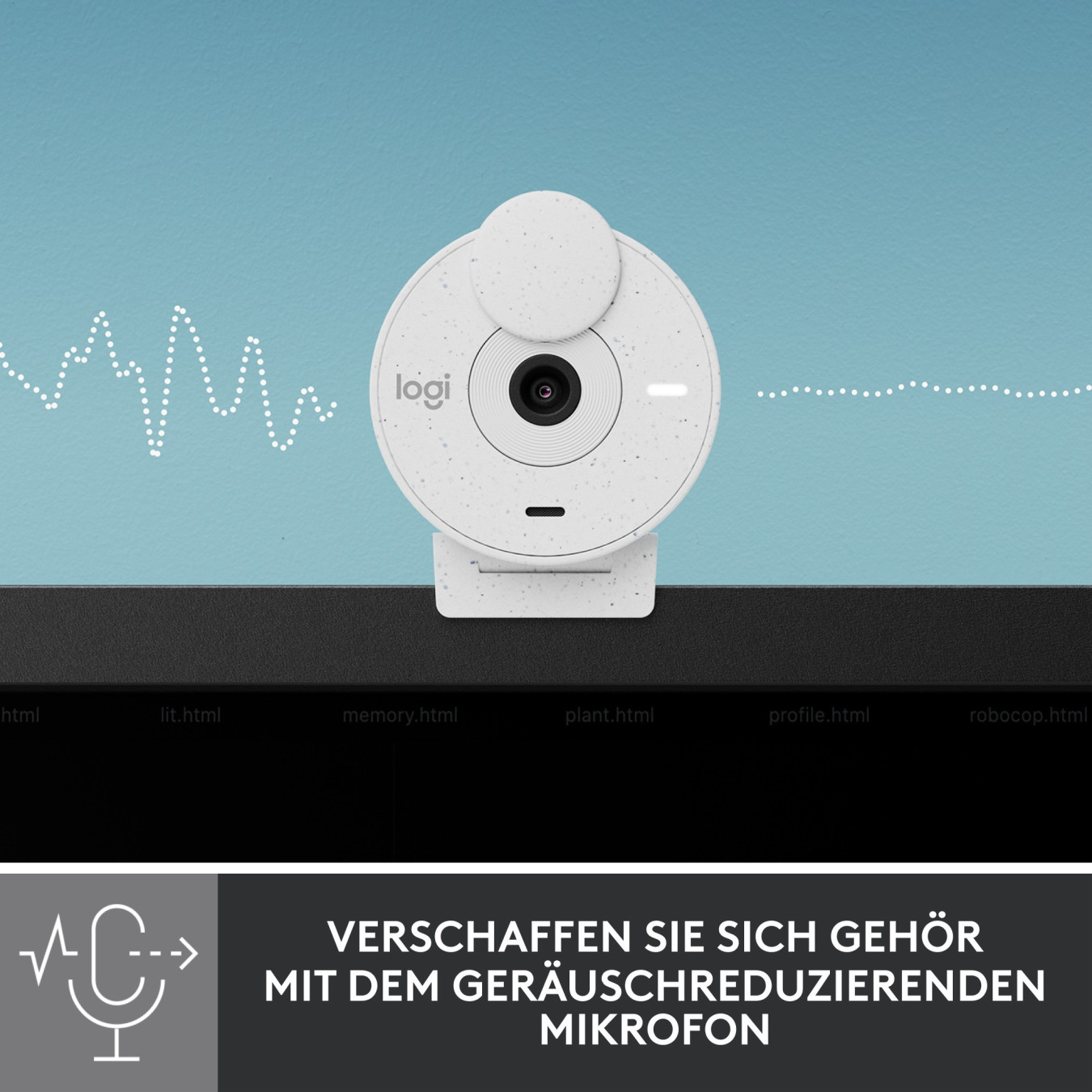 Logitech BRIO 300 - Full HD 1080p Webcam (White) - 30 fps, Built-in Microphone, Privacy Cover