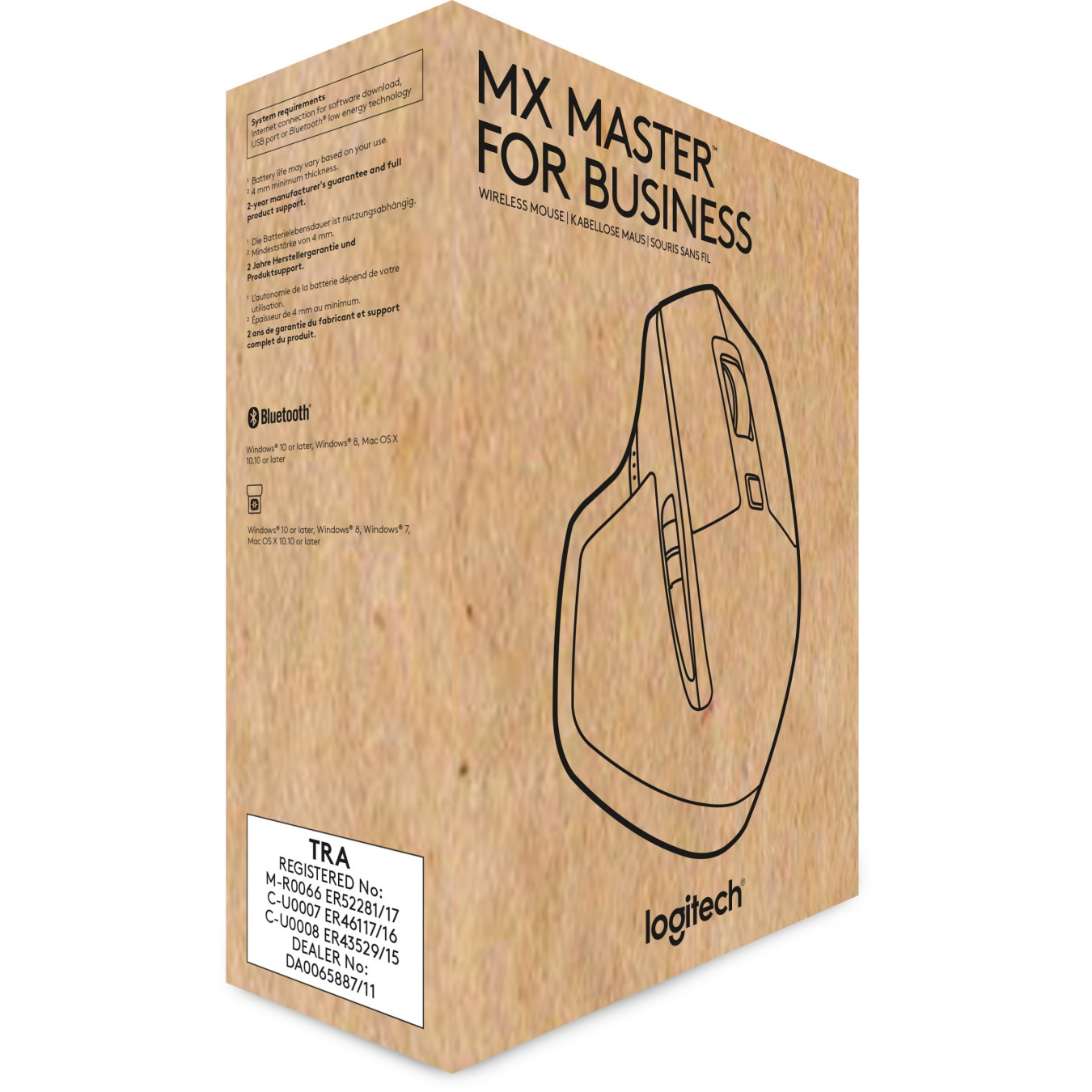 Logitech MX Master Wireless Mouse - Right-Hand Ergonomic - Black/Bronze, RF + Bluetooth, 1000 DPI
