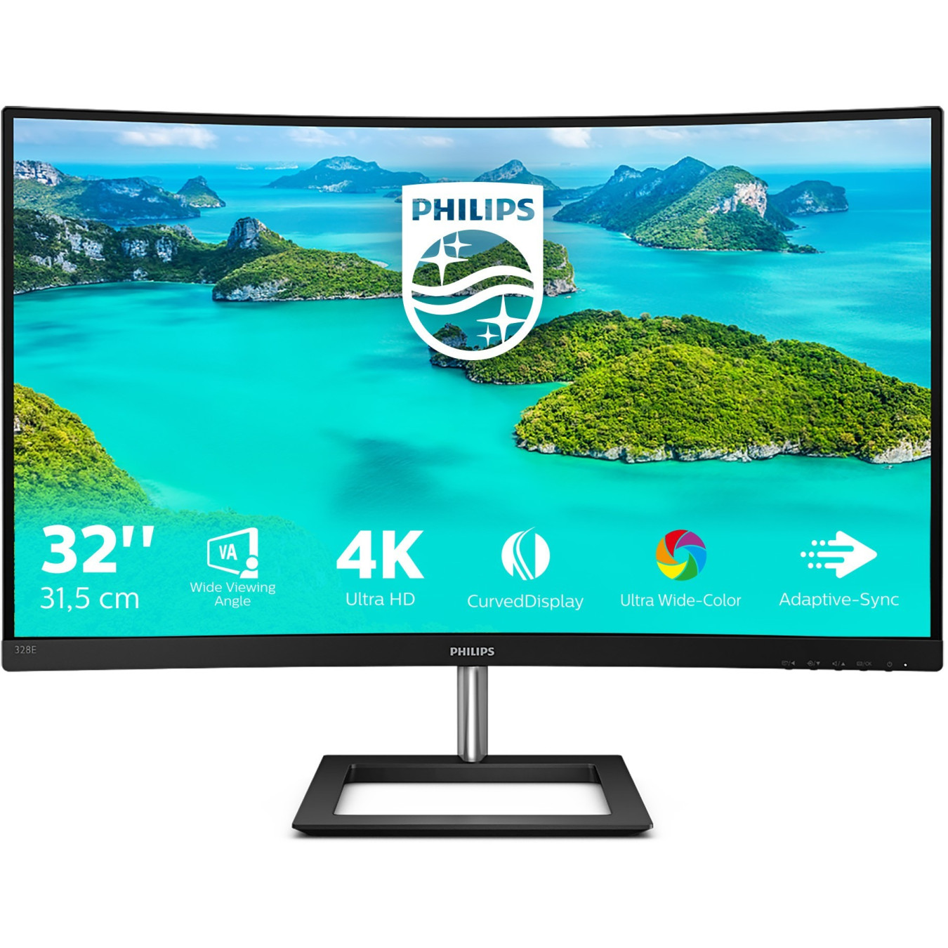 Philips 328E1CA 31.5" 4K UHD Curved VA Monitor (1500R) - 3840x2160, 60Hz, 4ms, 2x HDMI 2.0 + DP1.2, Black