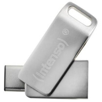 Intenso cMobile Line - 128GB USB-C/USB-A Flash Drive - Silver, USB 3.2 Gen1, 70 MB/s, Swivel Keyring
