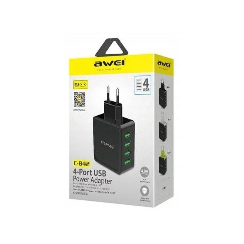 Charger Adapter Awei C 842 - 4 x USB ports -  Official distributor b2b Armenius