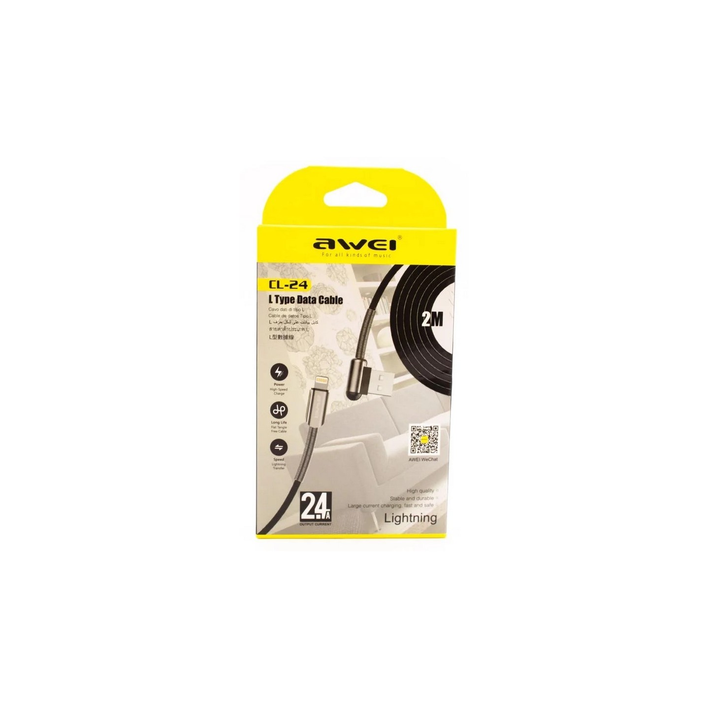 USB Cable Awei CL 24 2.4A -  Official distributor b2b Armenius Store