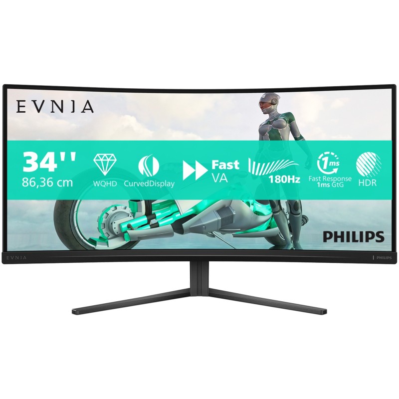 Buy Philips Evnia 34M2C3500L - 34" UWQHD 3440x1440 21:9 Curved 1500R - 180Hz 1ms... in Cyprus, Nicosia, Limassol, Larnaka, Pafos