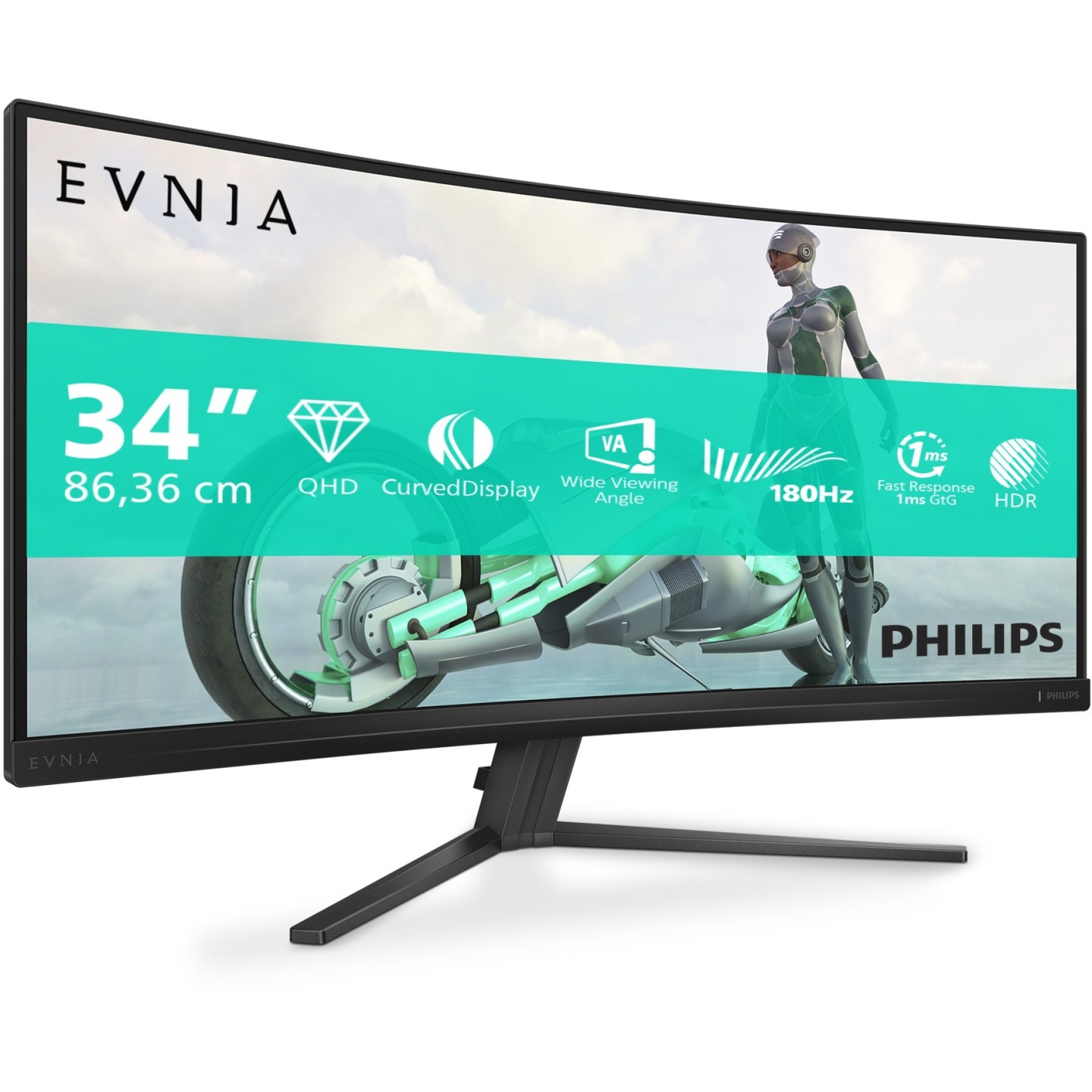 Philips Evnia 34M2C3500L 34" UWQHD 3440x1440 180Hz 1ms Curved VA (Boxed) — Buy in Cyprus with Fast Delivery