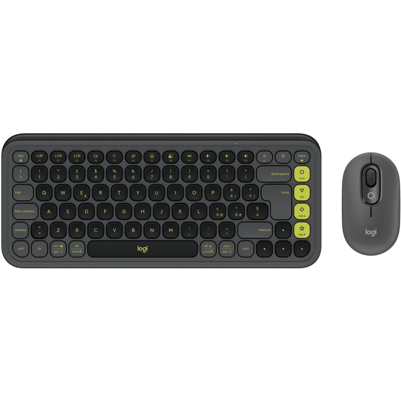 Logitech POP Icon Combo - Graphite - Wireless Bluetooth Mini QWERTY Keyboard (Italian) & Ambidextrous Mouse