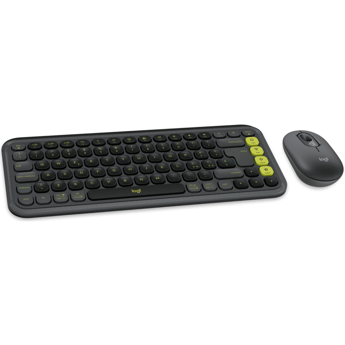 Logitech POP Icon Combo - Graphite - Wireless Bluetooth Mini QWERTY Keyboard (Italian) & Ambidextrous Mouse