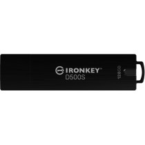 Kingston IronKey D500S - 128GB AES-256 Encrypted USB 3.2 Gen1 Flash Drive, FIPS 140-3, Black